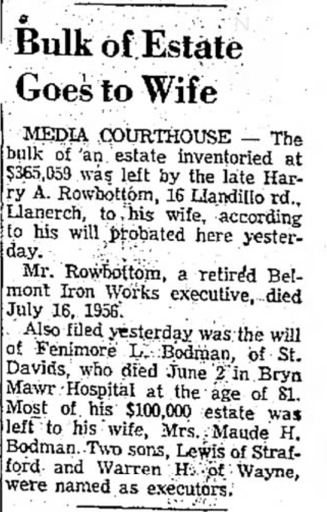Harry Rowbotham estated